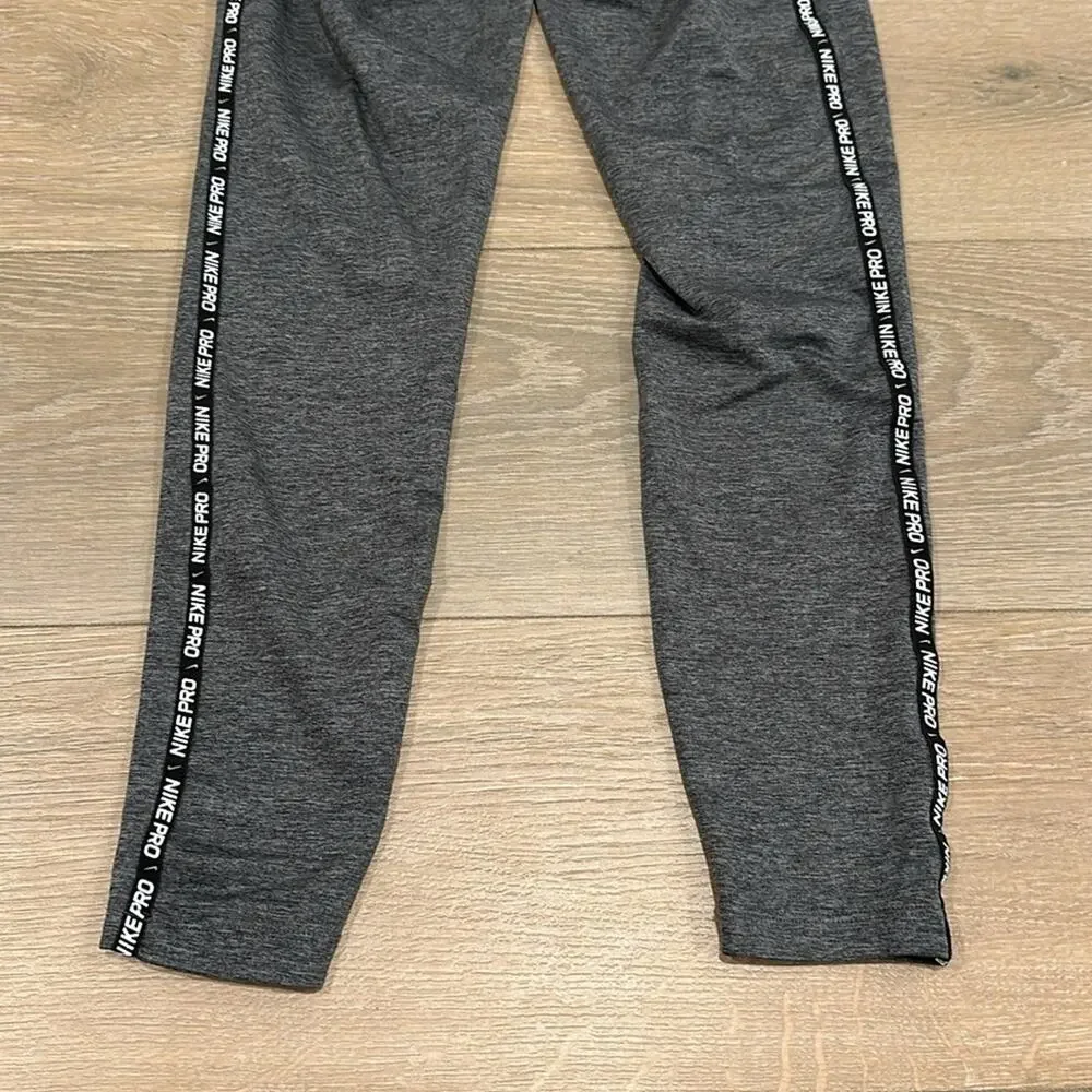 NIKE PRO Gray Warm Dri-Fit Mid Rise Gold Glitter Active‎ Yoga Leggings Size XS